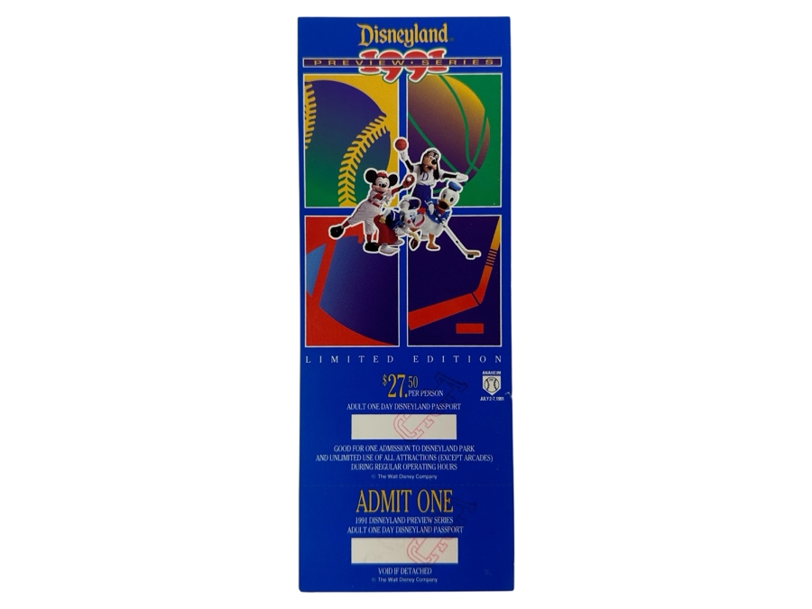 Unused Disneyland 1991 Preview Series Limited Edition Adult One Day Disneyland Passport Ticket [Photo 1]