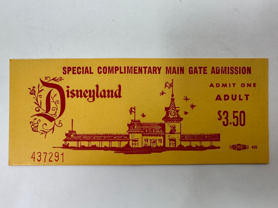 Vintage Disneyland Special Complimentary Main Gate Admission Admit One Adult Ticket Circa 1970 $3.50 5 X 2 [Photo 2]