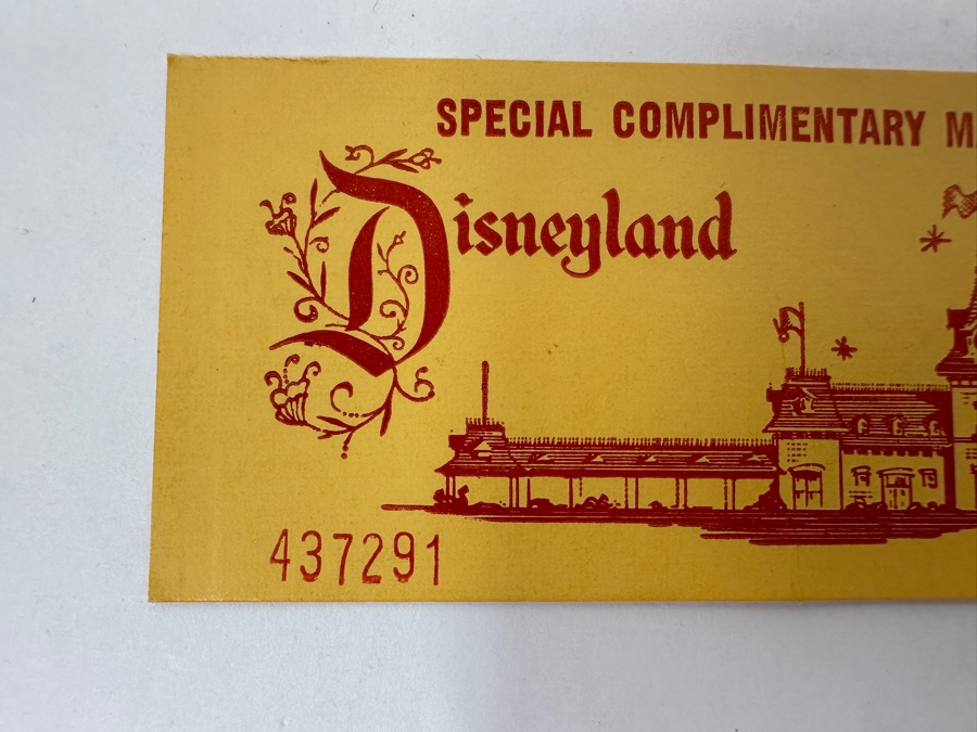 Vintage Disneyland Special Complimentary Main Gate Admission Admit One Adult Ticket Circa 1970 $3.50 5 X 2 [Photo 3]