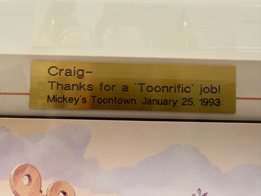 Shadowbox Framed Unused Disneyland Mickey's Toontown Special Edition Commemorative Passport Ticket With Pair Of Small Mickey Mouse And Minnie Mouse Figurines 1993 16W X 6.24H X 2D [Photo 6]