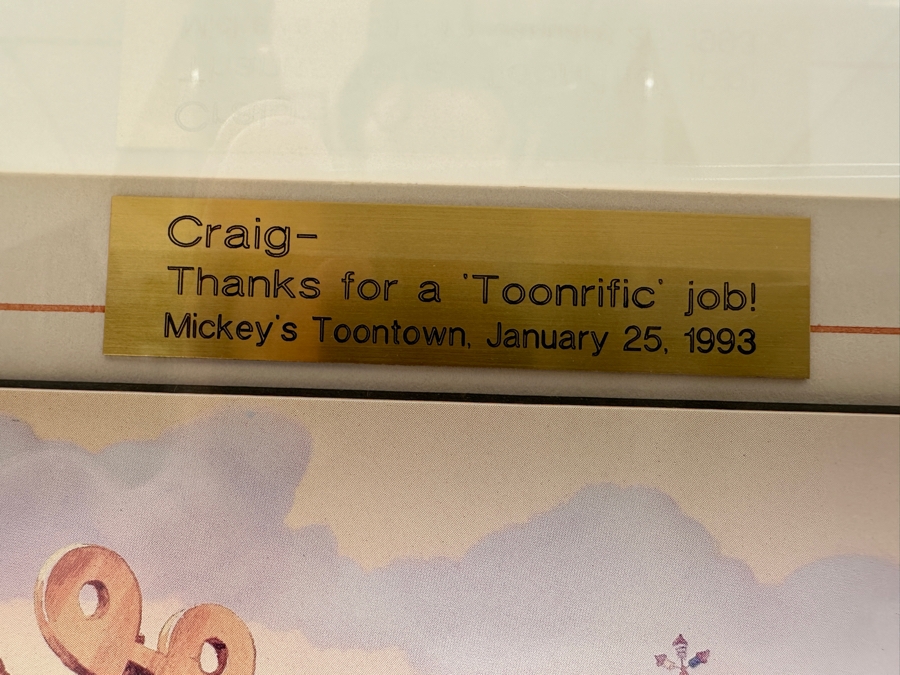 Shadowbox Framed Unused Disneyland Mickey's Toontown Special Edition Commemorative Passport Ticket With Pair Of Small Mickey Mouse And Minnie Mouse Figurines 1993 16W X 6.24H X 2D [Photo 5]