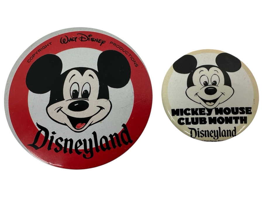Pair Of Vintage Disneyland Mickey Mouse Club Buttons [Photo 1]