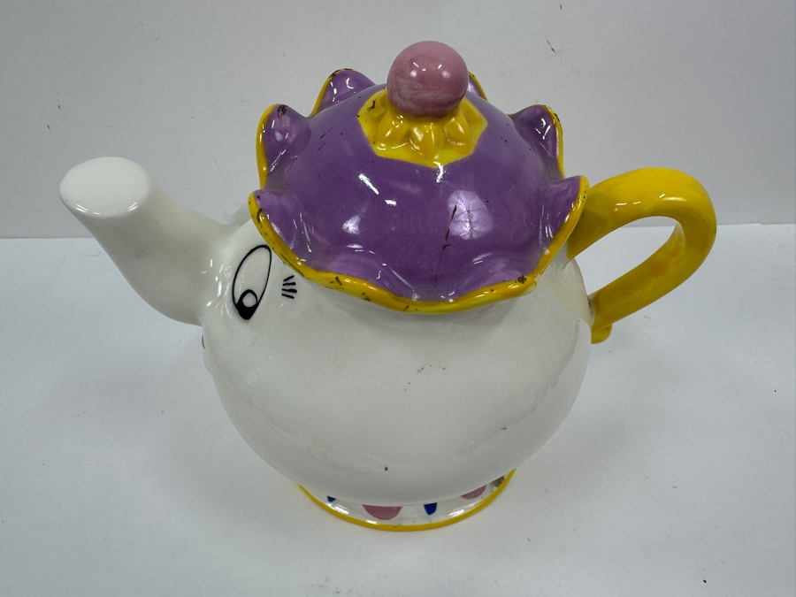 Vintage Disney Treasure Craft Mrs. Potts Teapot From Disney's Beauty And The Beast Cookie Jar 9.5H [Photo 5]