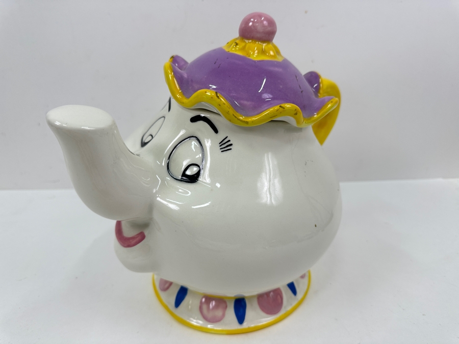 Vintage Disney Treasure Craft Mrs. Potts Teapot From Disney's Beauty And The Beast Cookie Jar 9.5H [Photo 3]