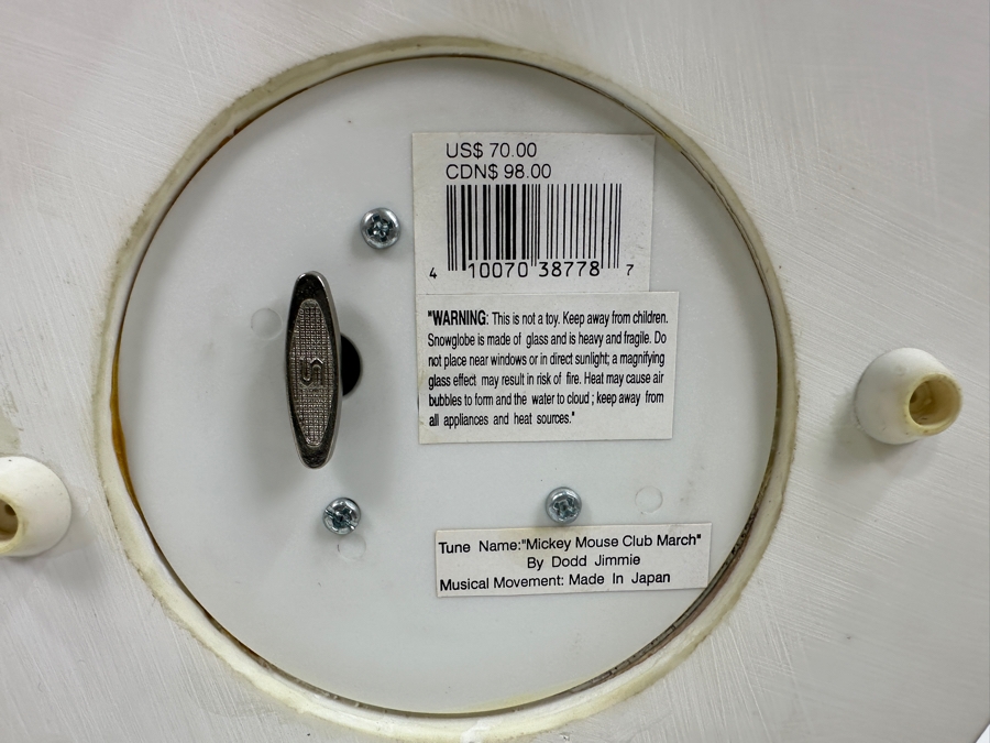Disney Mickey Mouse Snow Globe With Tune 'Mickey Mouse Club March' By Dodd Jimmie 9.25H [Photo 12]