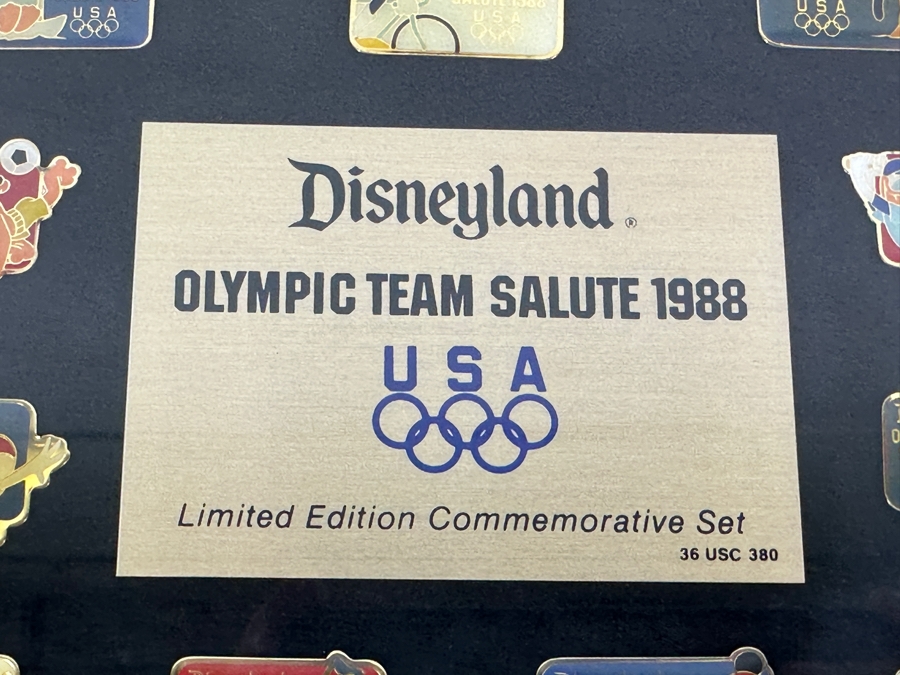 Disneyland Olympic Team Salute 1988 Limited Edition Commemorative Disney Trading Pins Set Framed - 30 Disney Trading Pins 15.5 X 12.5 [Photo 4]