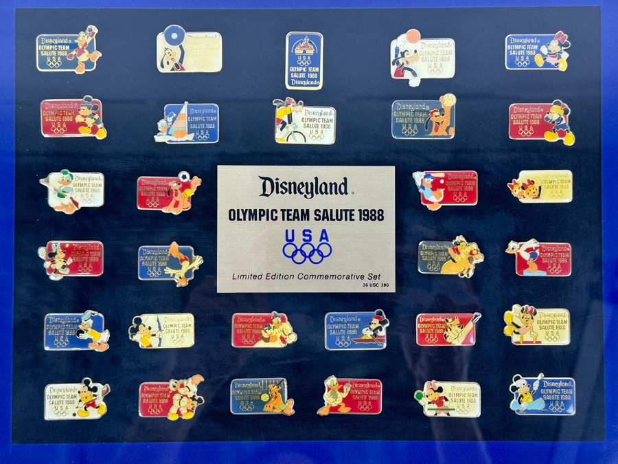 Disneyland Olympic Team Salute 1988 Limited Edition Commemorative Disney Trading Pins Set Framed - 30 Disney Trading Pins 15.5 X 12.5 [Photo 3]