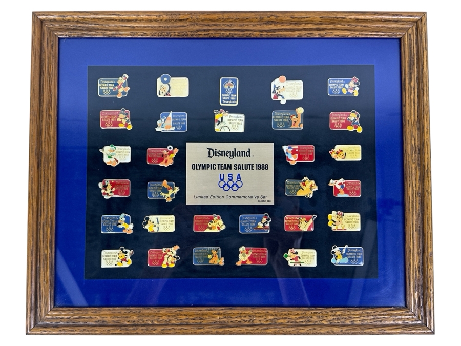 Disneyland Olympic Team Salute 1988 Limited Edition Commemorative Disney Trading Pins Set Framed - 30 Disney Trading Pins 15.5 X 12.5 [Photo 2]