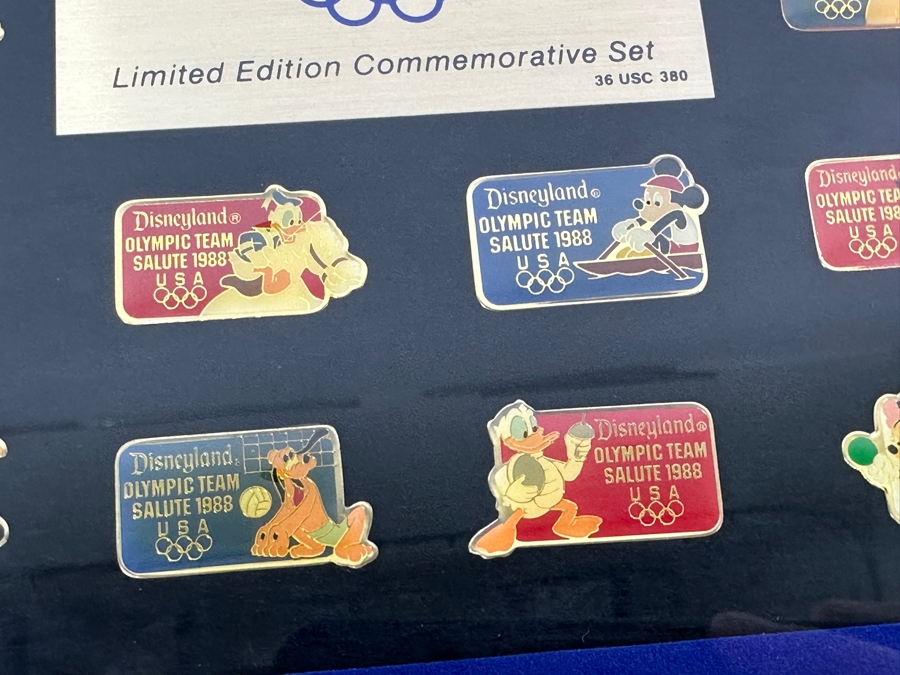 Disneyland Olympic Team Salute 1988 Limited Edition Commemorative Disney Trading Pins Set Framed - 30 Disney Trading Pins 15.5 X 12.5 [Photo 8]