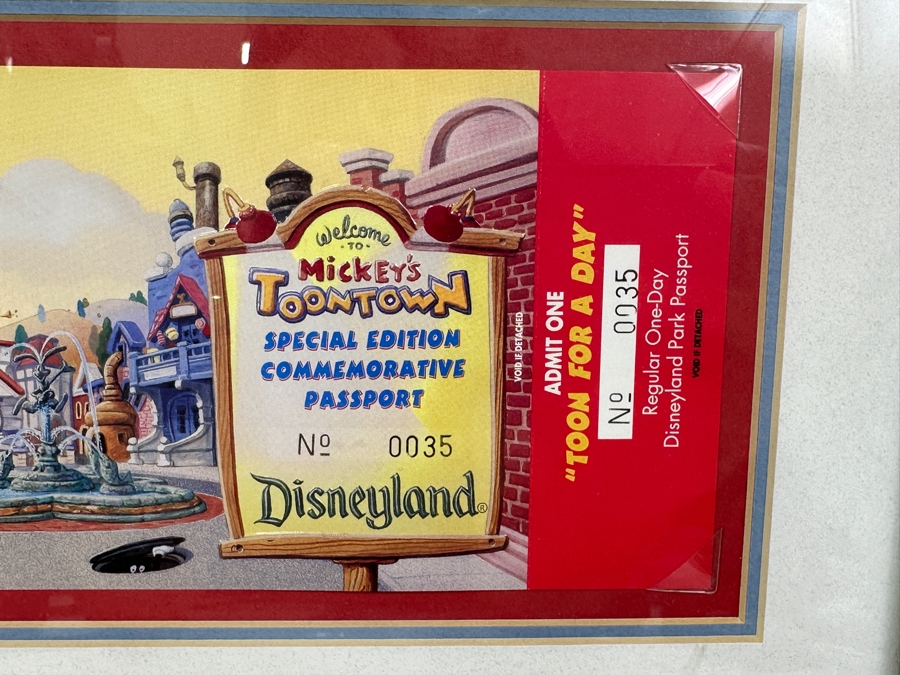 Unused Mickey's Toontown Special Edition Commemorative Passport Ticket 1993 Framed [Photo 4]