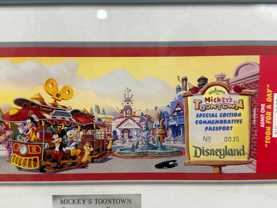 Unused Mickey's Toontown Special Edition Commemorative Passport Ticket 1993 Framed [Photo 5]