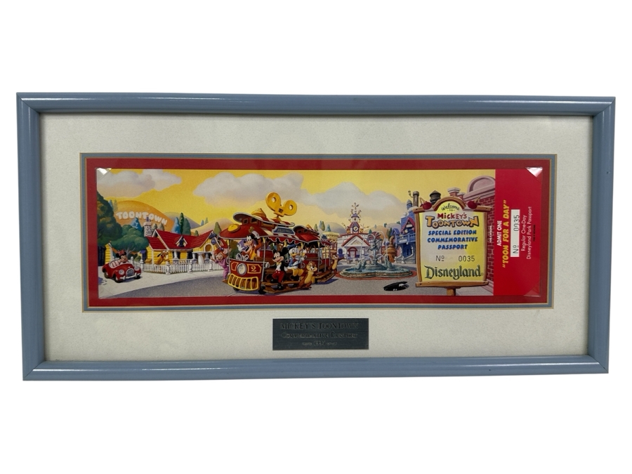 Unused Mickey's Toontown Special Edition Commemorative Passport Ticket 1993 Framed [Photo 2]