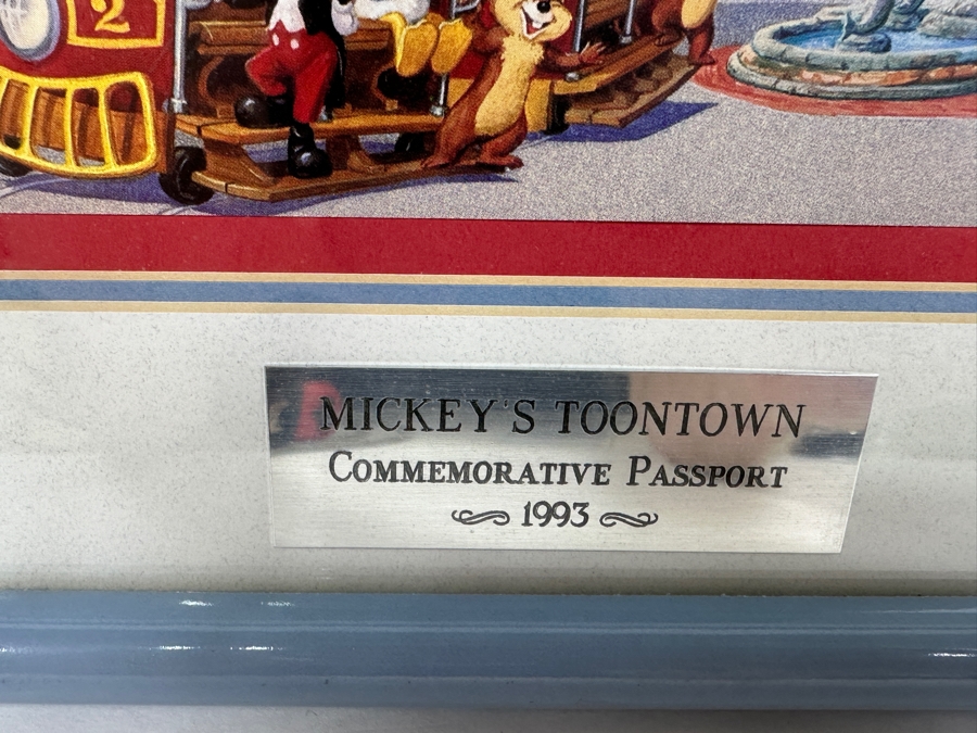 Unused Mickey's Toontown Special Edition Commemorative Passport Ticket 1993 Framed [Photo 3]