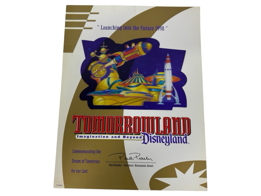 Disneyland Tomorrowland Imagination And Beyond 3D Lenticular Poster Commemorative For Cast Members 8.5 X 11