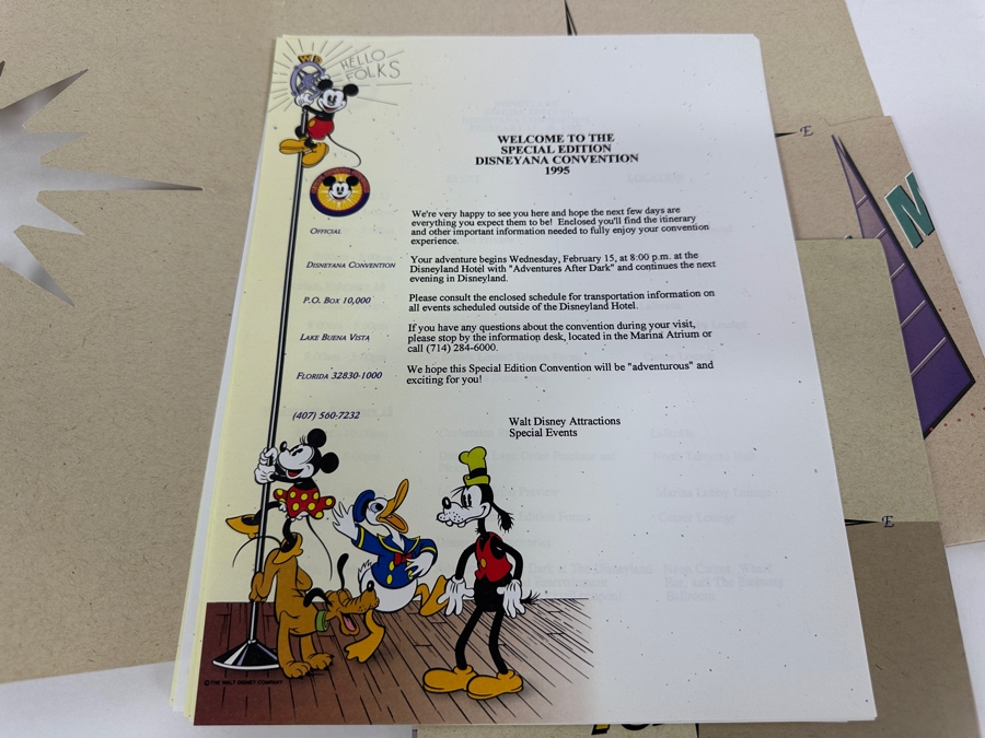 Special Edition Disneyana Convention 1995 40 Years Of Adventure Media Press Kit Folder Packet [Photo 10]