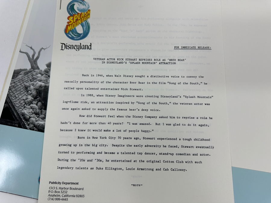Vintage 1988 Splash Mountain Disneyland Ride Attraction Media Press Kit (Closed Ride In 2023) [Photo 18]