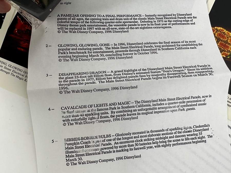 Vintage Main Street Electrical Parade 1972-1996 Farewell Season Press Kit News Release For Media With Photos & Slides [Photo 11]