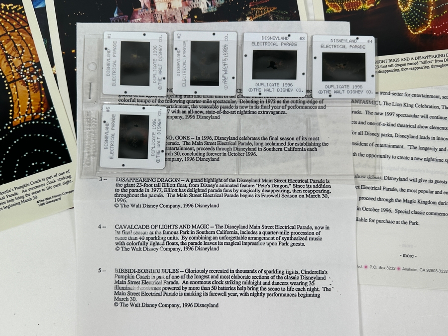 Vintage Main Street Electrical Parade 1972-1996 Farewell Season Press Kit News Release For Media With Photos & Slides [Photo 9]