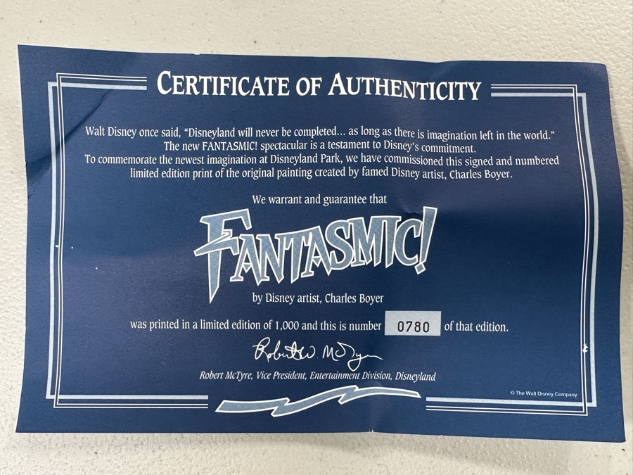 Charles Boyer (1935-2021, American) Limited Edition Artist Signed Lithograph Titled 'Fantasmic!' To Commemorate The Newest Imagination At Disneyland Park Numbered 780 Of 1,000 With COA 20 X 30 [Photo 10]