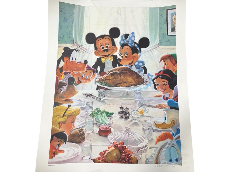 Charles Boyer (1935-2021, American) Limited Edition Artist Signed Lithograph Titled 'Mickey Mouse And Friends - Family Dinner' Numbered 348 Of 1,000 24.5 X 30