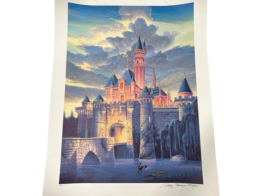 Randy Souders Disneyland Sleeping Beauty Castle Limited Edition Lithograph Artist Signed Numbered 147 Of 1,000 24 X 32