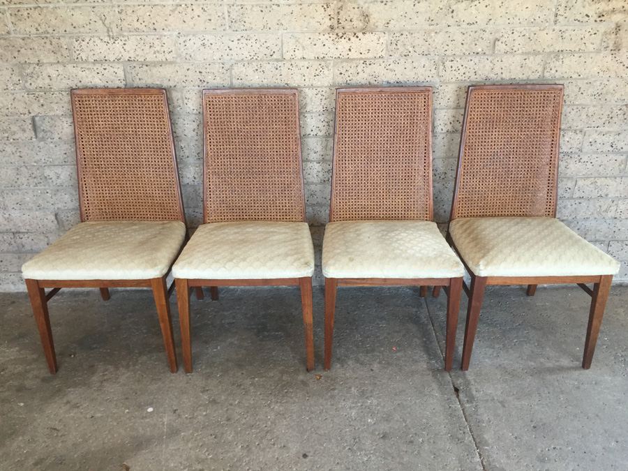 Mid-century Cane Back Chairs - Seat Cushions Need To Be Reupholstered