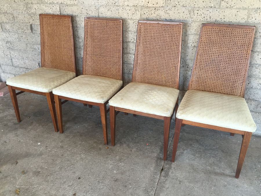 Mid-century Cane Back Chairs - Seat Cushions Need To Be Reupholstered