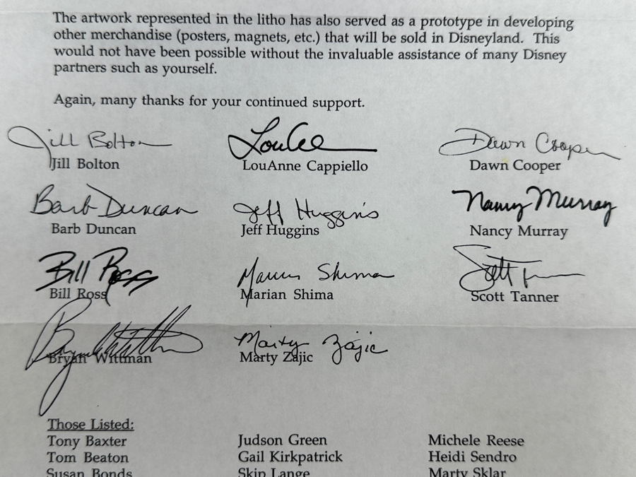 Rare Vintage 1995 Indiana Jones Adventure Disneyland Lithograph Signed By George Lucas, Michael Eisner & Artist Drew Struzen W/ Disneyland Letterhead Memo - Limited Edition Artist Proof 28 Of 50 For Members Of The Disneyland ALI Team 25.5 X 38 [Photo 19]