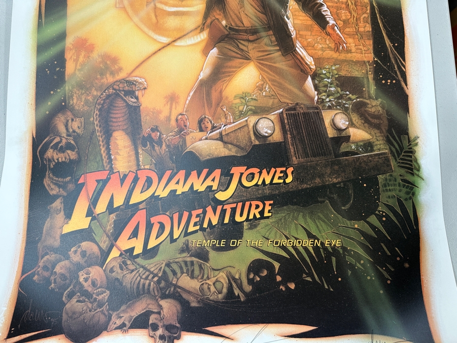Rare Vintage 1995 Indiana Jones Adventure Disneyland Lithograph Signed By George Lucas, Michael Eisner & Artist Drew Struzen W/ Disneyland Letterhead Memo - Limited Edition Artist Proof 28 Of 50 For Members Of The Disneyland ALI Team 25.5 X 38 [Photo 13]