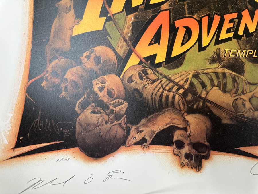 Rare Vintage 1995 Indiana Jones Adventure Disneyland Lithograph Signed By George Lucas, Michael Eisner & Artist Drew Struzen W/ Disneyland Letterhead Memo - Limited Edition Artist Proof 28 Of 50 For Members Of The Disneyland ALI Team 25.5 X 38 [Photo 9]