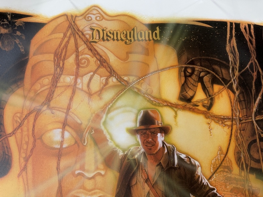 Rare Vintage 1995 Indiana Jones Adventure Disneyland Lithograph Signed By George Lucas, Michael Eisner & Artist Drew Struzen W/ Disneyland Letterhead Memo - Limited Edition Artist Proof 28 Of 50 For Members Of The Disneyland ALI Team 25.5 X 38 [Photo 7]