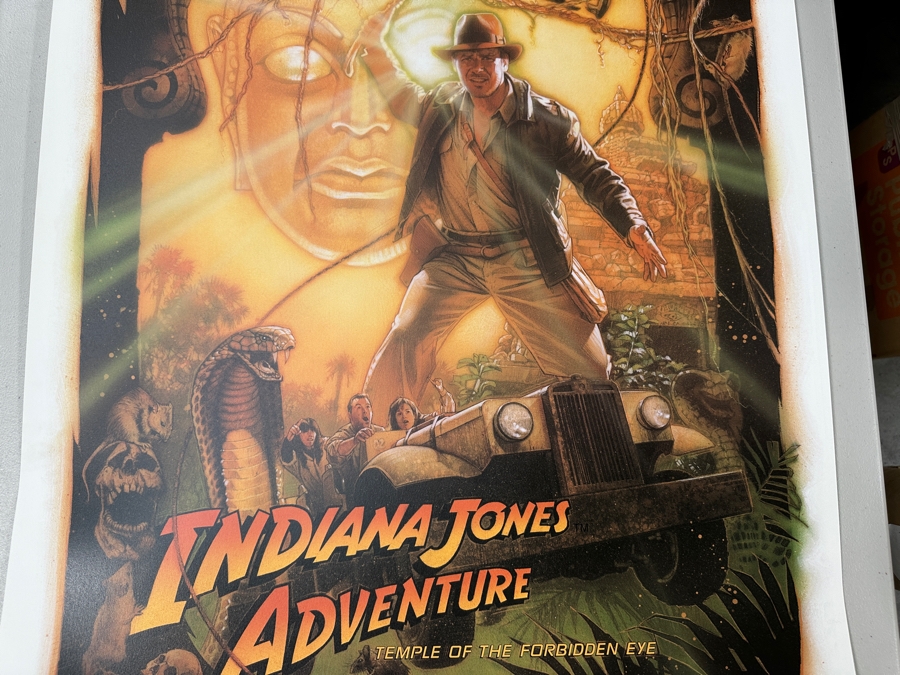 Rare Vintage 1995 Indiana Jones Adventure Disneyland Lithograph Signed By George Lucas, Michael Eisner & Artist Drew Struzen W/ Disneyland Letterhead Memo - Limited Edition Artist Proof 28 Of 50 For Members Of The Disneyland ALI Team 25.5 X 38 [Photo 6]