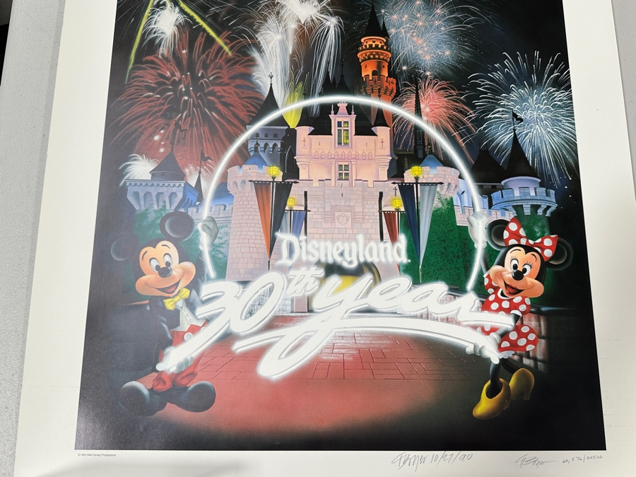 Charles Boyer (1935-2021, American) Limited Edition Artist Signed On 10/27/1990 Lithograph 1985 Disneyland 30th Year 23 X 29 [Photo 3]