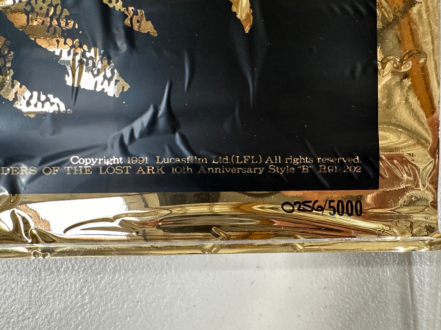 Vintage 1991 Lucasfilm Limited Edition Indiana Jones Raiders Of The Lost Ark 10th Anniversary Foil Poster Style 'B' Numbered 245 Of 5,000 With COA 27 X 41 [Photo 6]