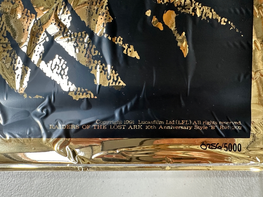 Vintage 1991 Lucasfilm Limited Edition Indiana Jones Raiders Of The Lost Ark 10th Anniversary Foil Poster Style 'B' Numbered 245 Of 5,000 With COA 27 X 41 [Photo 7]