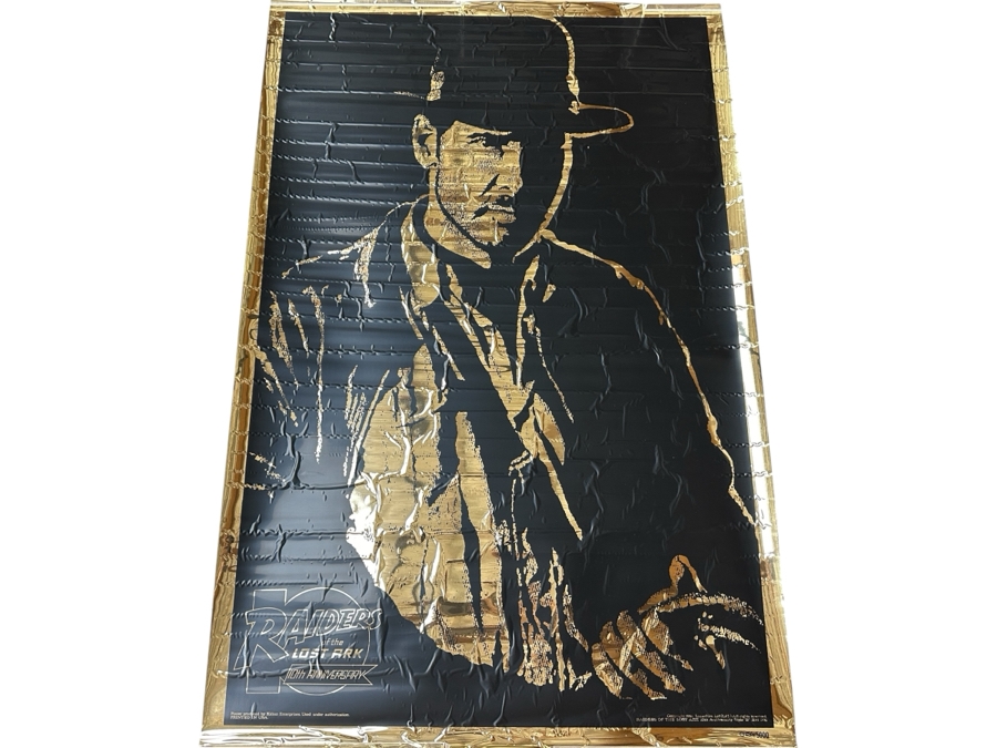 Vintage 1991 Lucasfilm Limited Edition Indiana Jones Raiders Of The Lost Ark 10th Anniversary Foil Poster Style 'B' Numbered 245 Of 5,000 With COA 27 X 41 [Photo 1]