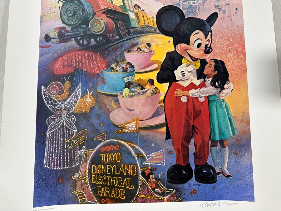 Charles Boyer (1935-2021, American) Limited Edition Artist Signed Lithograph 1983 'Five Years Of Happiness' To Commemorate The 5th Anniversary Of Tokyo Disneyland Numbered 70 Of 3,300 With COA 20 X 30 [Photo 3]