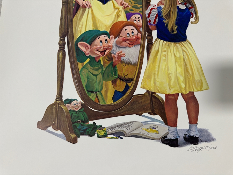 Charles Boyer (1935-2021, American) Limited Edition Artist Signed Lithograph 1987 'The Fairest Of Them All' Snow White And The Seven Dwarfs Numbered 47 Of 2,000 With COA 20 X 30 [Photo 4]