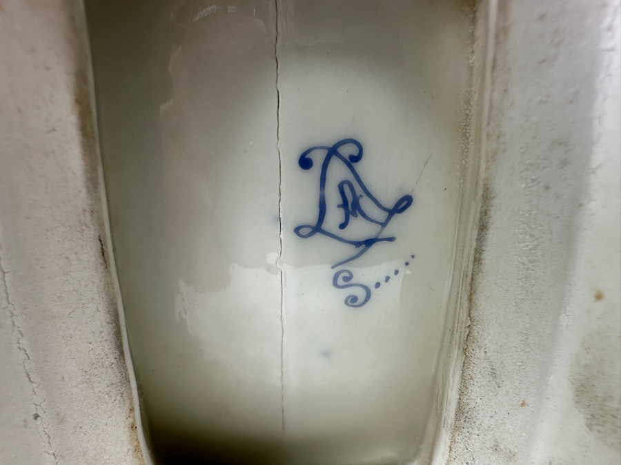 Just Added - Sevres Porcelain Cobalt Blue Hand Painted Handled Vase Double-Sided With A Blue Sevres Mark - Reverse Side Has A Missing Piece At Base 9W X 12H [Photo 12]