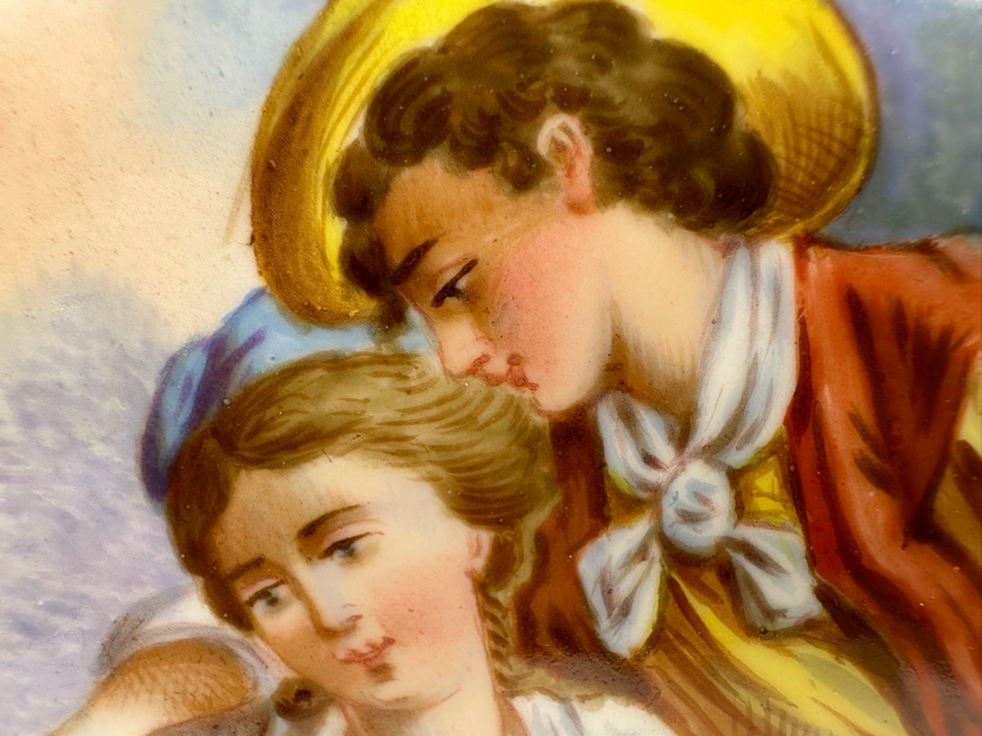 Just Added - Sevres Porcelain Cobalt Blue Hand Painted Handled Vase Double-Sided With A Blue Sevres Mark - Reverse Side Has A Missing Piece At Base 9W X 12H [Photo 8]