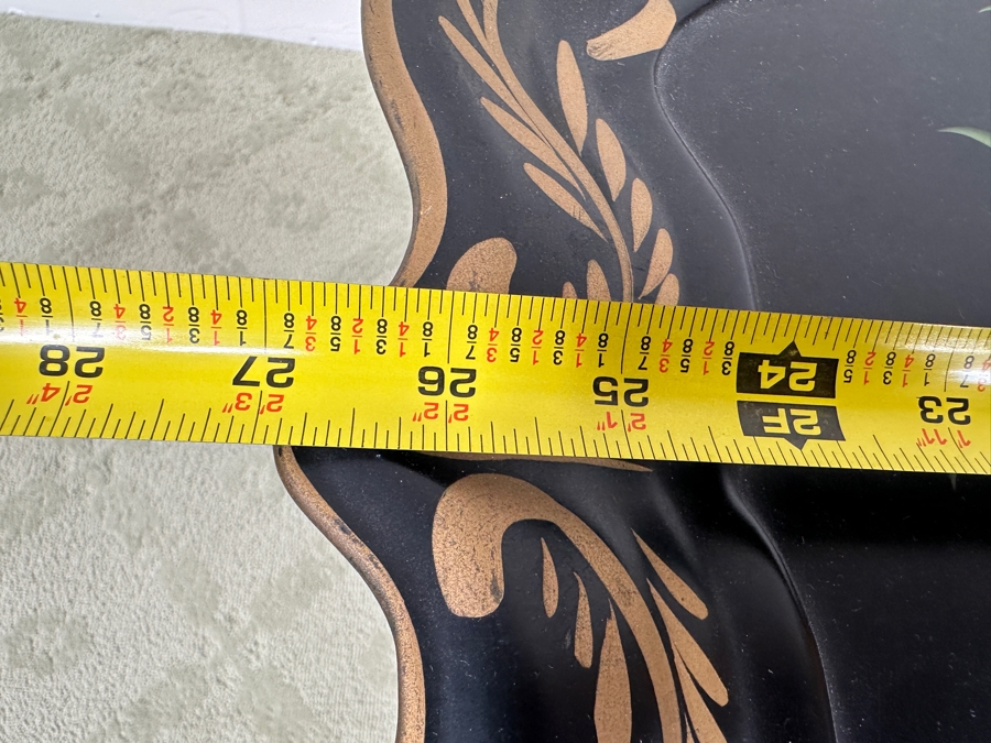 Just Added - Hand Painted Metal Tole Tray Nashco Products New York With Wooden Base Table 27W X 19D X 22.5H [Photo 8]