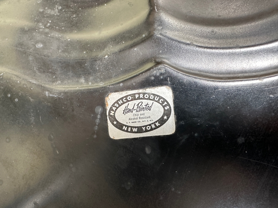 Just Added - Hand Painted Metal Tole Tray Nashco Products New York With Wooden Base Table 27W X 19D X 22.5H [Photo 7]