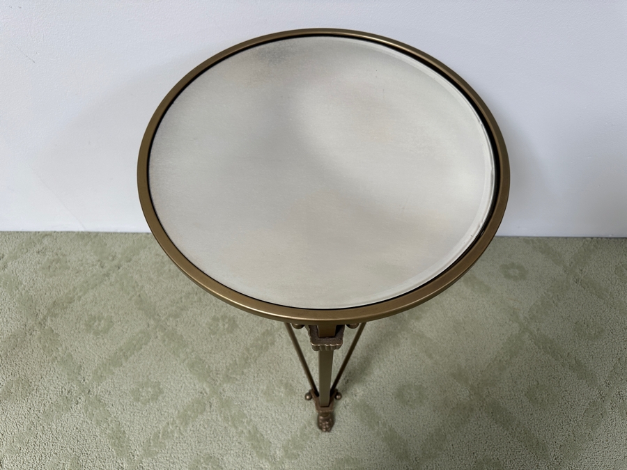 Just Added - Ballard Designs Olivia Mirrored Side Table With Metal Base 17W X 26.5H [Photo 4]