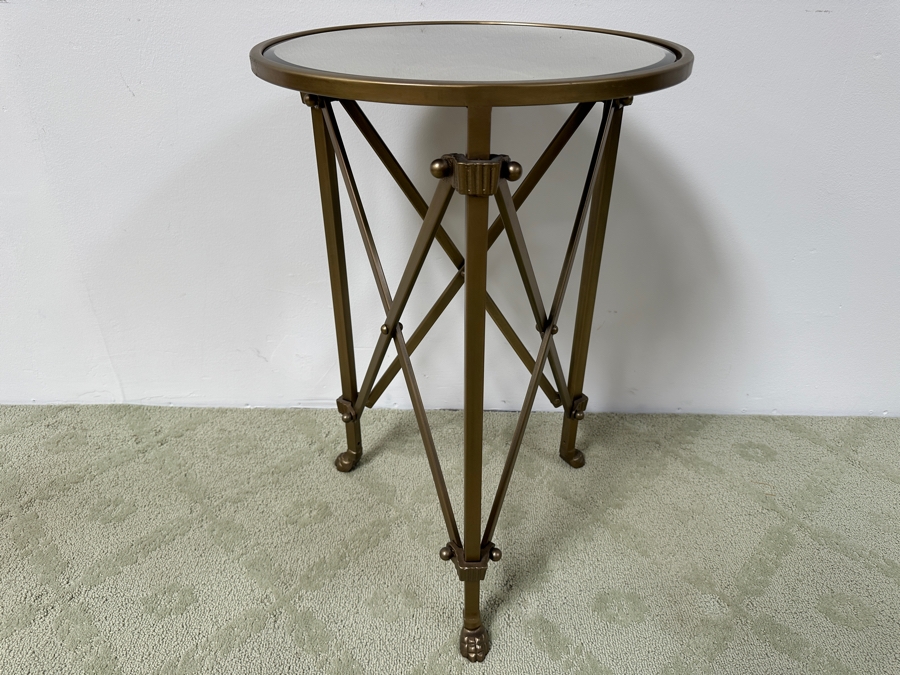 Just Added - Ballard Designs Olivia Mirrored Side Table With Metal Base 17W X 26.5H [Photo 2]