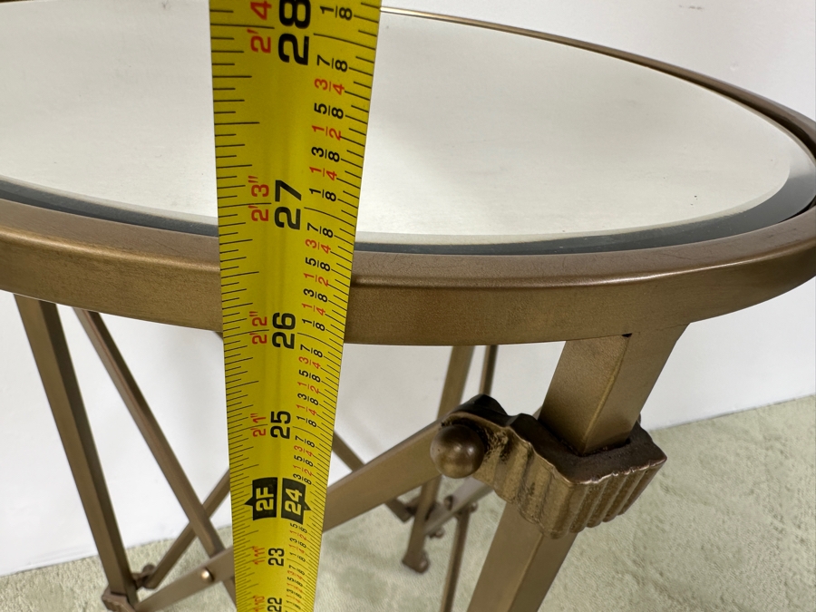 Just Added - Ballard Designs Olivia Mirrored Side Table With Metal Base 17W X 26.5H [Photo 5]