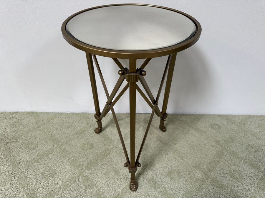 Just Added - Ballard Designs Olivia Mirrored Side Table With Metal Base 17W X 26.5H [Photo 3]