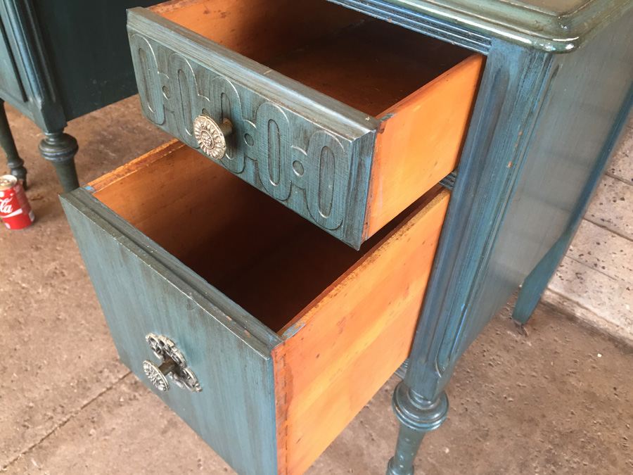 Vintage Blue Desk On Casters with Chair [Photo 6]