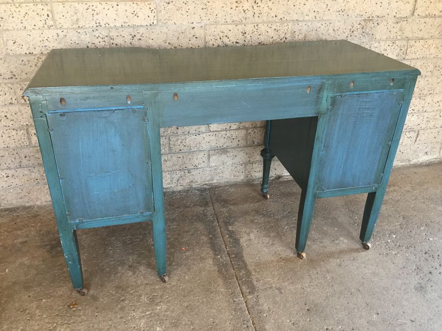 Vintage Blue Desk On Casters with Chair [Photo 10]