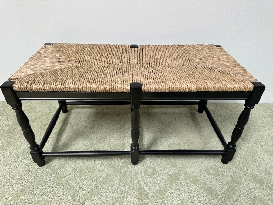 Just Added - Ballard Designs Rush Seat Wooden Bench 38W X 18D X 18H [Photo 4]