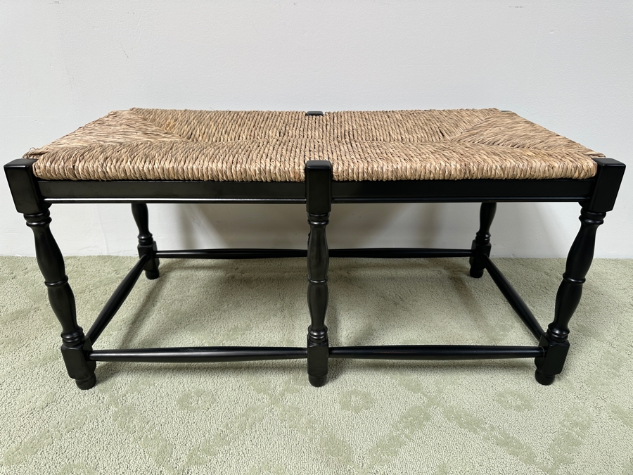 Just Added - Ballard Designs Rush Seat Wooden Bench 38W X 18D X 18H [Photo 2]